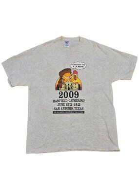 Garfield Gathering 2009 San Antonio Texas Graphic T Shirt XL Heather Gray AS IS